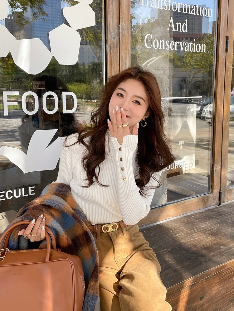 Mock Neck Design Knit Top