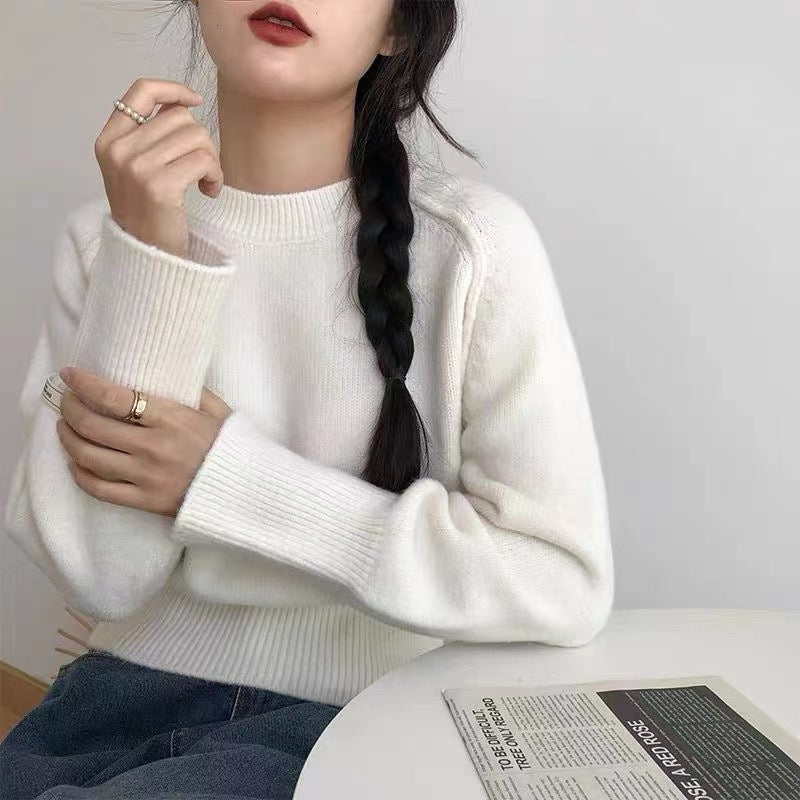 Lazy Style Round Neck Knitted Top