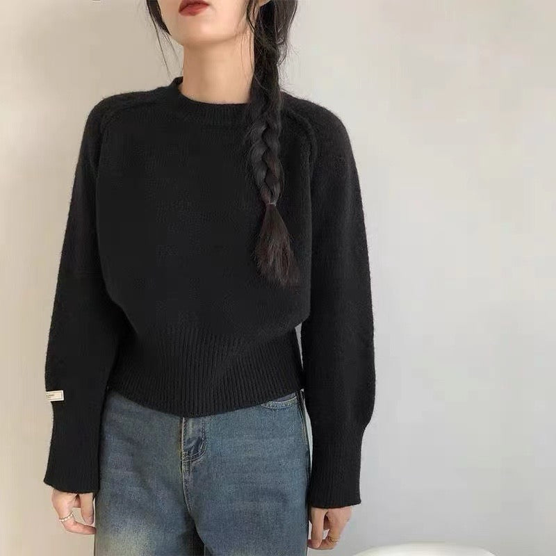 Lazy Style Round Neck Knitted Top