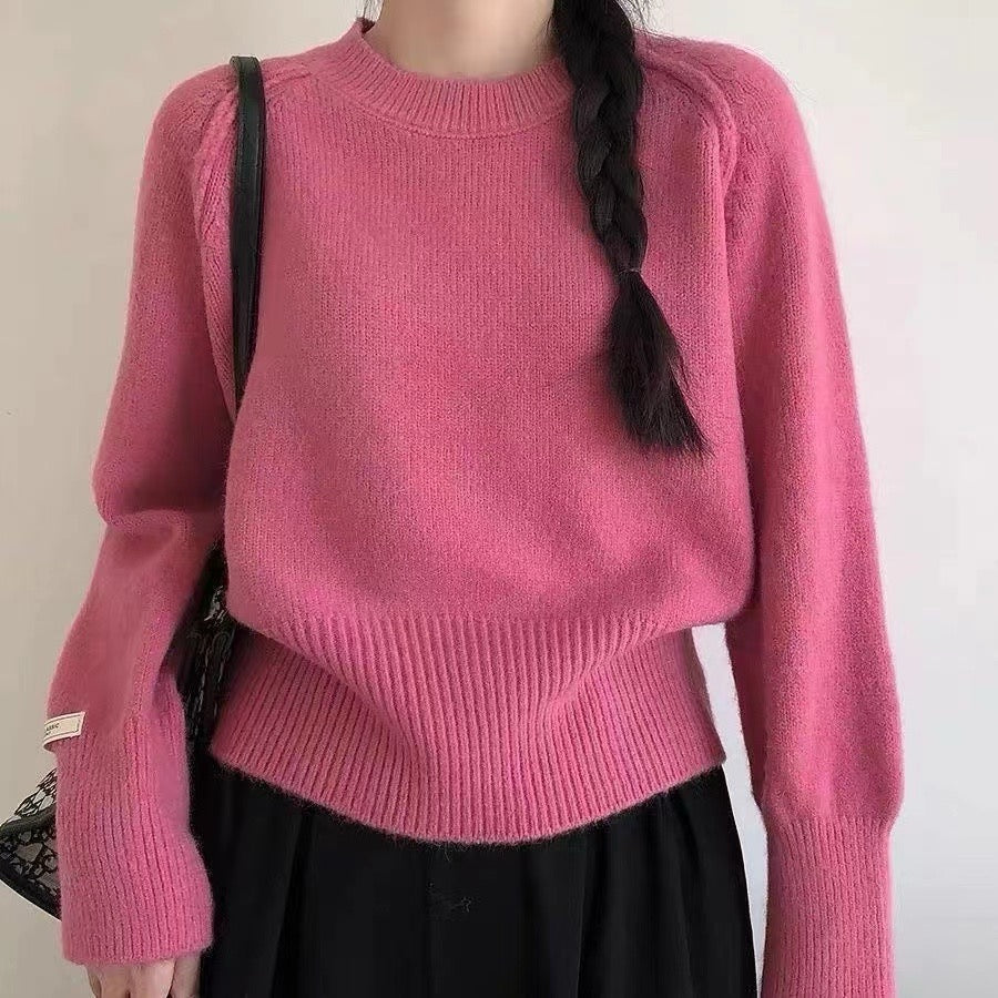 Lazy Style Round Neck Knitted Top