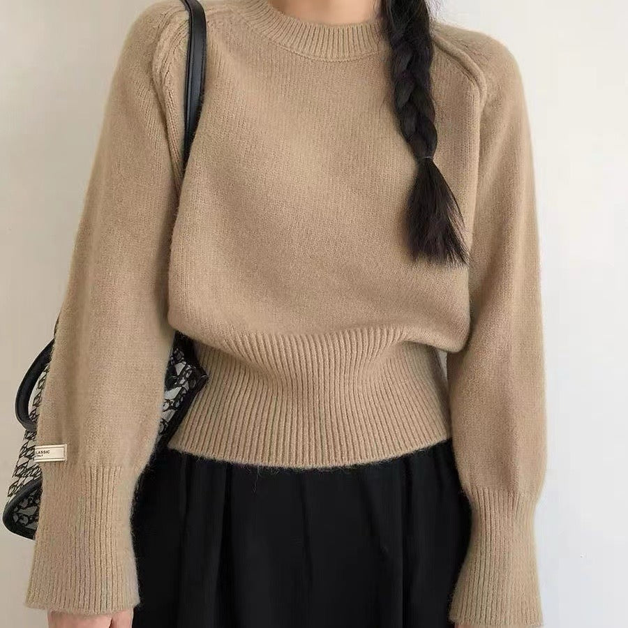 Lazy Style Round Neck Knitted Top