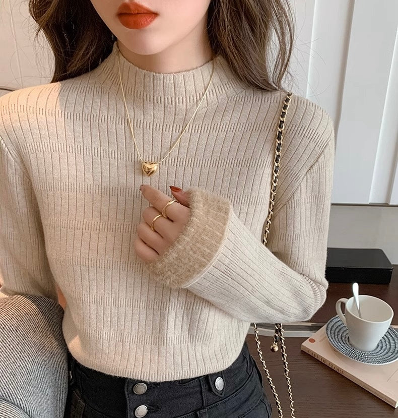 Soft and Cozy Fleece-Lined Half-High Neck Top