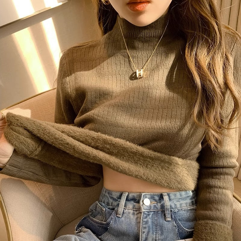 Soft and Cozy Fleece-Lined Half-High Neck Top