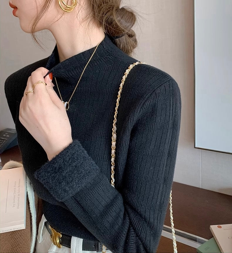 Soft and Cozy Fleece-Lined Half-High Neck Top