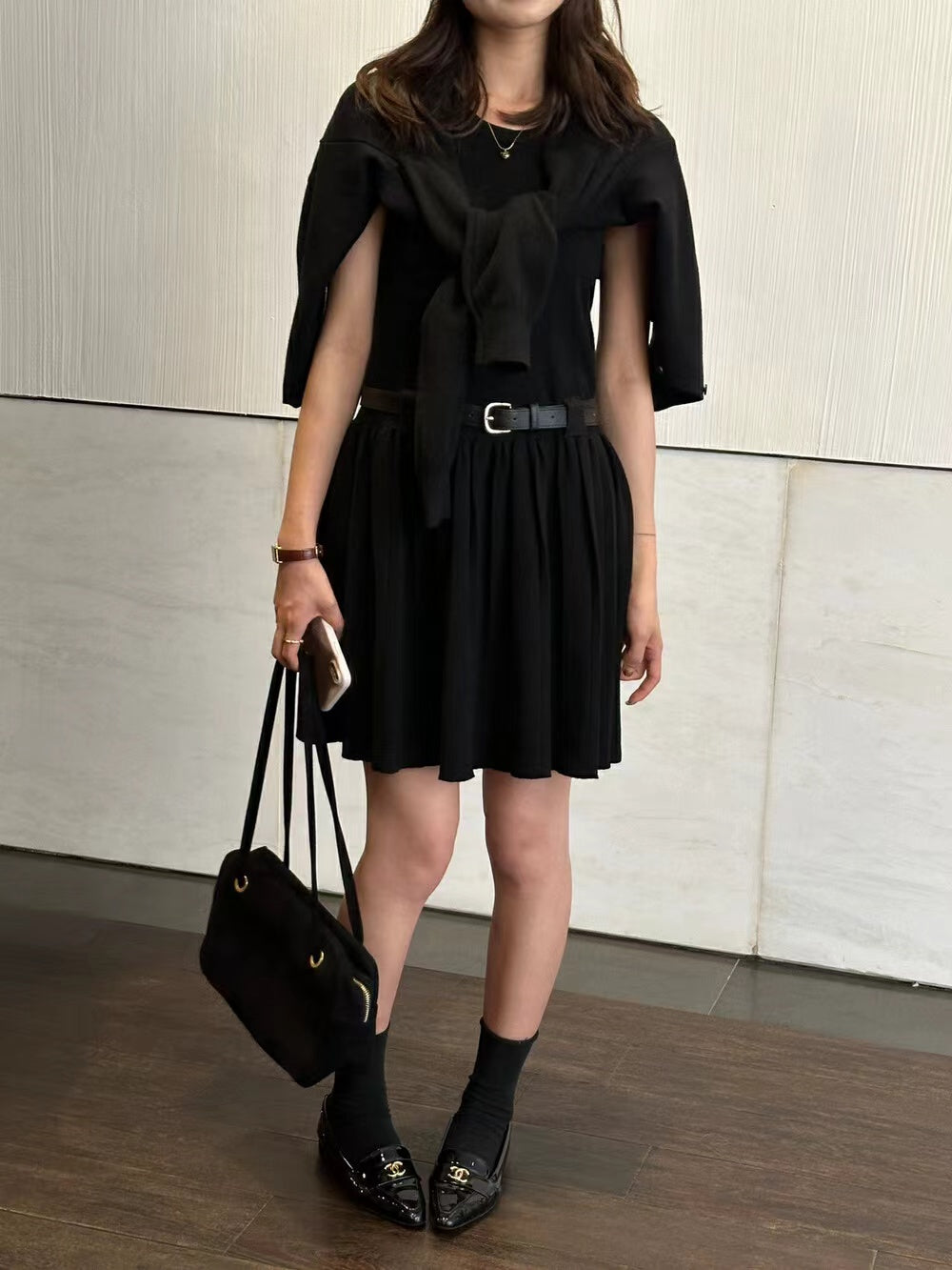 Long sleeve dress with vest best sale