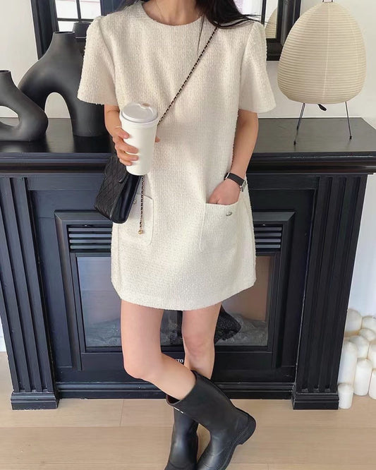 Round Neck Tweed Dress