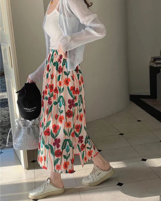 Floral Slit Skirt